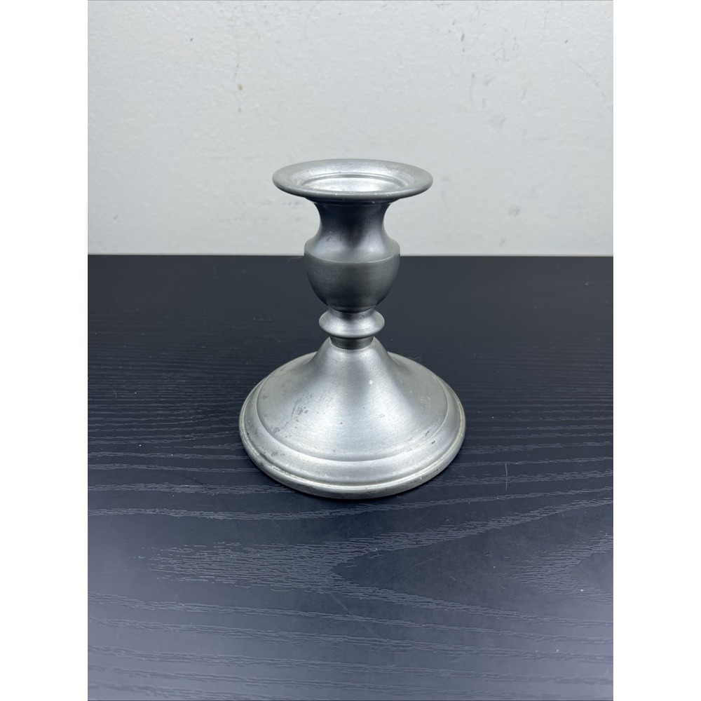 Vintage WEB Pewter Weighted Candlestick Holder 5" Silver Tone Candle Holder‎